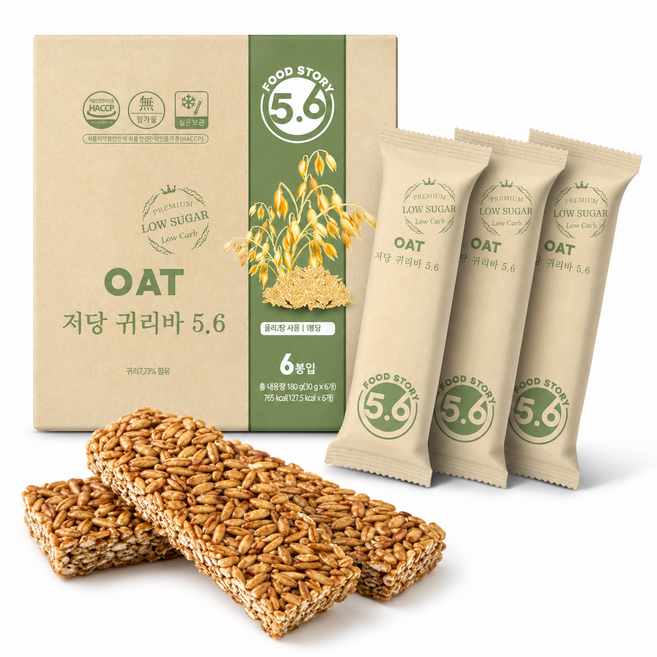 저당 귀리바 25g x 6봉 150g 저칼로리 영양바, 6개