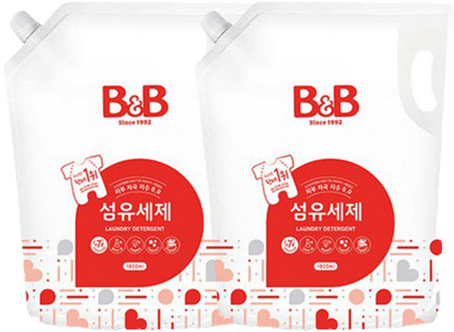 비앤비 유아 섬유세제 시그니처향 리필, 1.5L, 2개