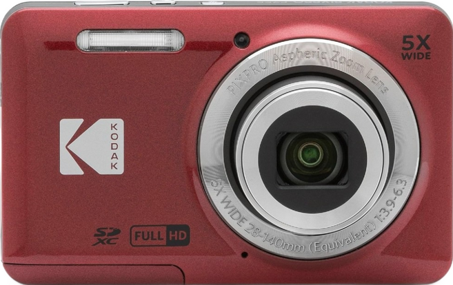 KODAK PIXPRO 易於使用的 Zoom FZ55-RD 16MP 數位相機 5倍光學變焦 廣角 28mm 2.7吋 LCD 螢幕(紅色), 紅色