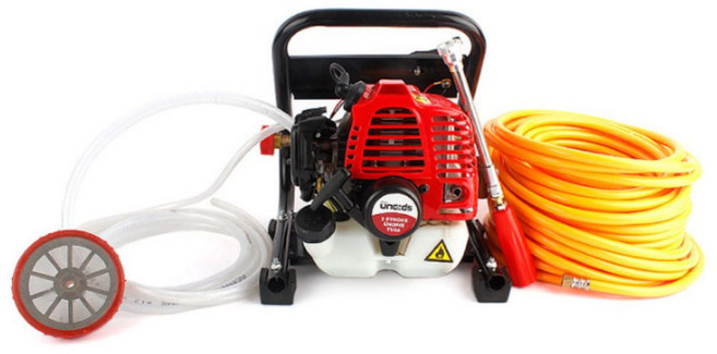 휴대용 엔진 분무기 2행정 동력 양수기 농약 살포 고압 세차 소형 분사기 QL-P768, 레드, 1세트, 당일배송