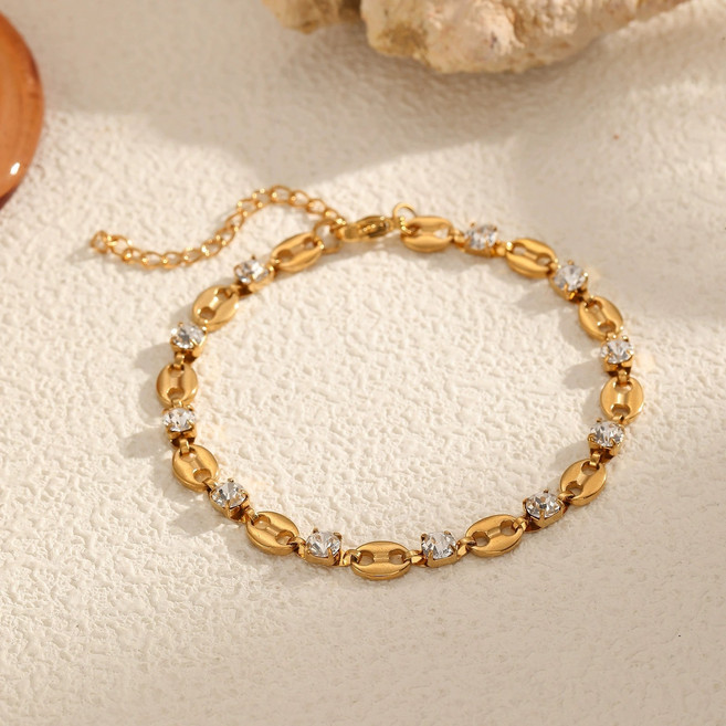 [NXNA] 925 도금층 18K 미니멀라이트큐빅 프리미엄 콤비팔찌 LT-SL013 도금