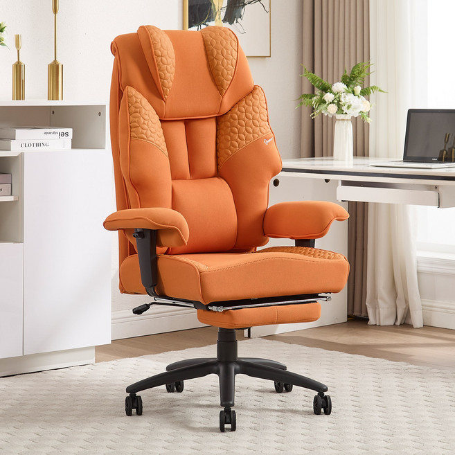 DOMHOMI 메쉬 게이밍 의자 책상의자 컴퓨터 사무용 사무실 중역 PC방 편한 공부 책상 학생 의자 고탄성 쿠션 프리미엄 중역 의자 대형 컴포트 의자, 주황색(메시)