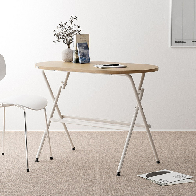 실버미어 1인 책상 식탁 접이식 테이블, 2인용, 01_내추럴우드(기본형)