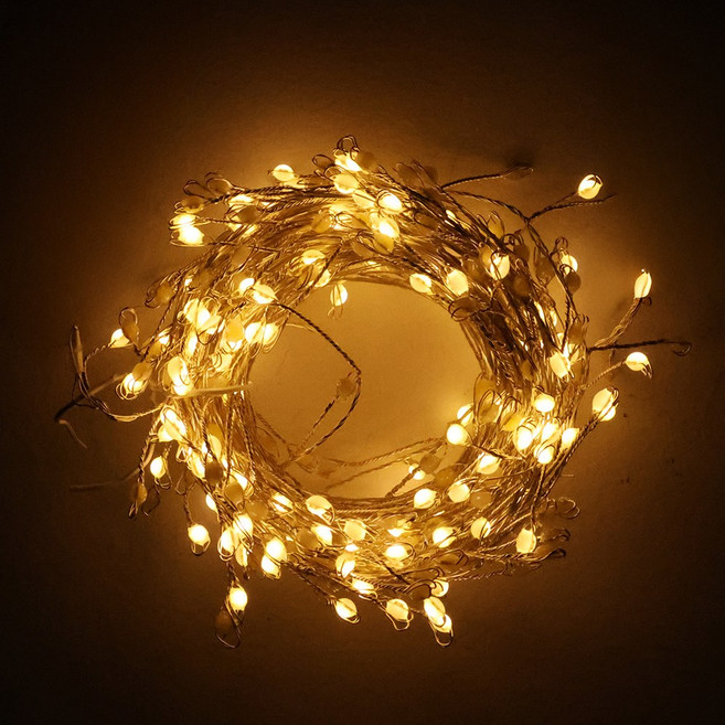 HK sell 2세대 씨드 와이어 줄전구 폭죽 트리등, 15m 900구(일반어댑터), 실버와이어 전구색, 1개