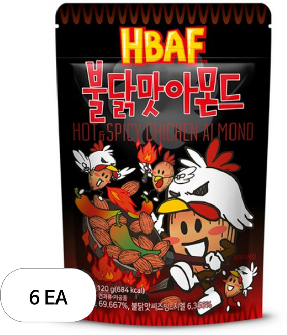 바프 불닭맛 아몬드, 120g, 6개
