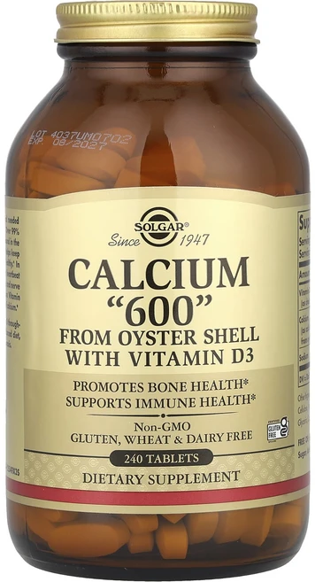 솔가 굴 껍데기에서 추출한 칼슘 “600” 비타민D3 함유 240정, 5개 - 쿠팡