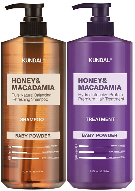 쿤달 네이처 샴푸+트리트먼트 1058ml 세트 베이비파우더, 1개