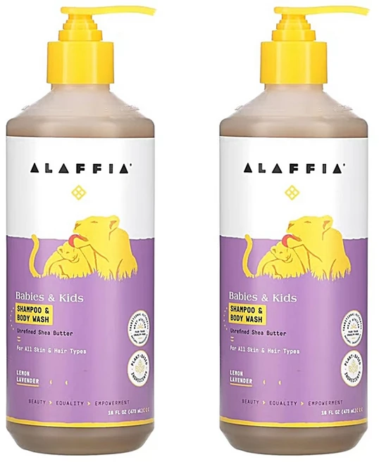 알라피아 베이비 키즈 샴푸 바디 워시 레몬 라벤더 473ml 2팩 - 쿠팡
