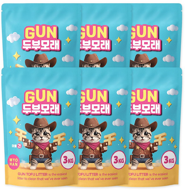 건두부 모래 고양이모래 프리미엄, 3kg, 6개