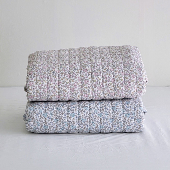 침대패드 예쁜 잔꽃 세미 마이크로 알러지케어 패드 카페트 슈퍼싱글 퀸, (TCA쥬디) 블루