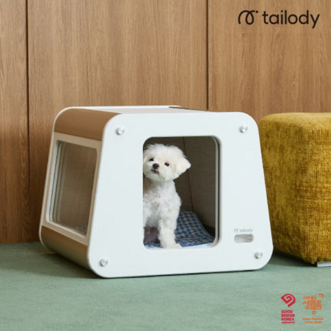 강아지방음부스 테일로디 케어펫 뮤트 프리미엄 반려동물을 위한 쾌적하고 아늑한 방음하우스, 여닫이/화이트, 1개