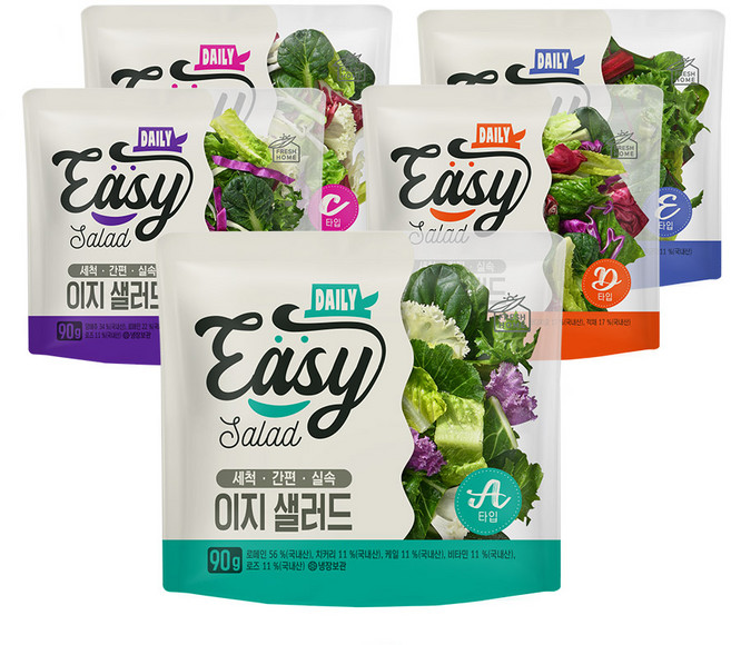 [랭킹닭컴] 프레쉬홈 이지 샐러드 5종 혼합, 20개, 90g