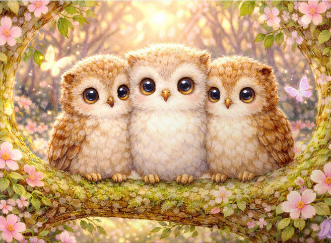 500피스 직소퍼즐 아기 부엉이들의 봄날, 퍼즐갤러리, 애드원