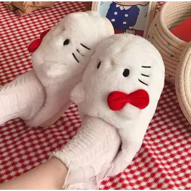 헬로키티 겨울 털 슬리퍼 실내화 캐릭터 방한신발