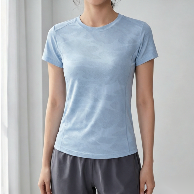 여성용 퀵드라이 반팔 얇은 아웃도어 스포츠 러닝 아이스 실크 쿨링 루즈핏 라운드넥 티셔츠