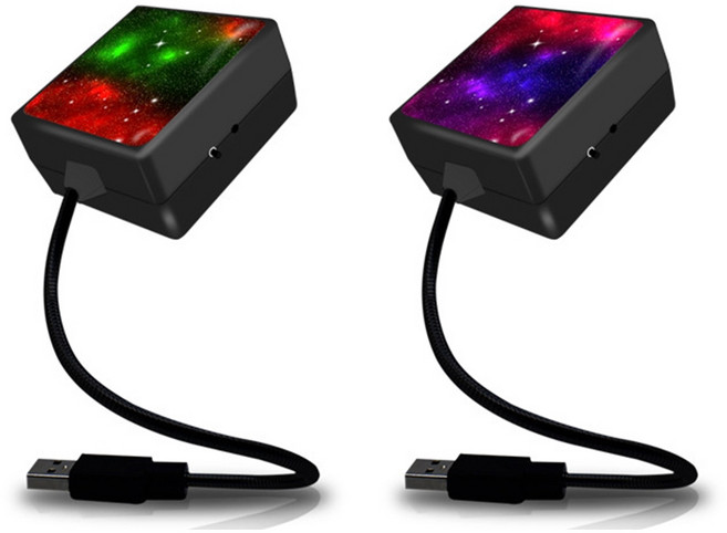 킹콩 차량용 2IN1 은하수 무드등 듀얼 천장 별빛 네온등, 블루레드, 1개