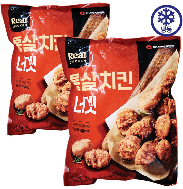 마니커 리얼치킨 통살치킨너겟1kg X 2봉 아이스발송, 2개, 1kg