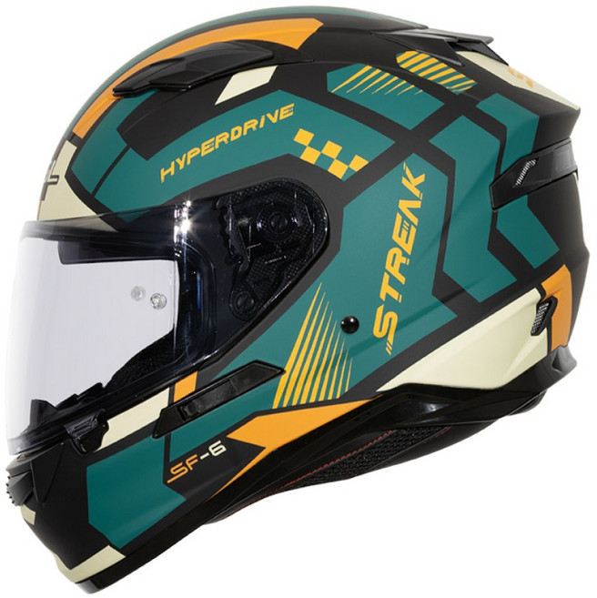 SOL SF-6 前衛者 全罩式安全帽 高強度厚鏡片 快拆鏡片 全可拆內襯 加強型眼鏡溝, 消光黑/綠