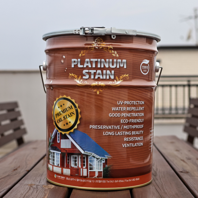 [PLATINUM] 친환경인증 오일스텐 오일스테인 목재침투 방부목 스테인20리터, 1개, 20L, 티크