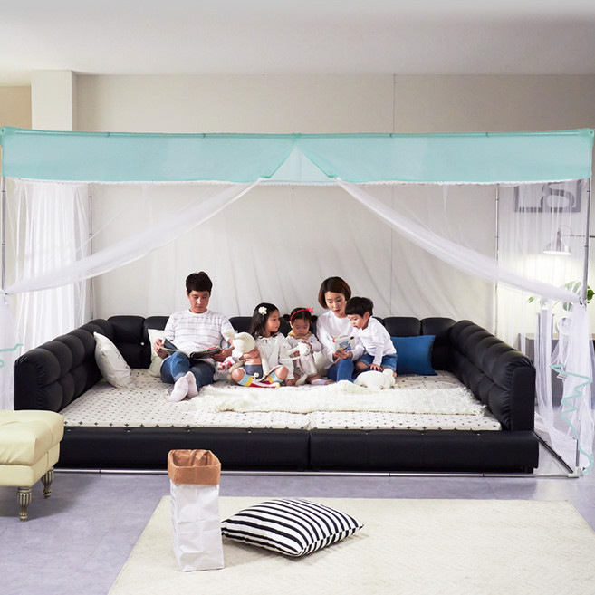 알뜨리 사각 모기장 세트 침대 캐노피 모기장텐트 특대형 모기장텐트 원터치 접이식 패밀리 실내 모기 방충망, 심플민트(mint) set