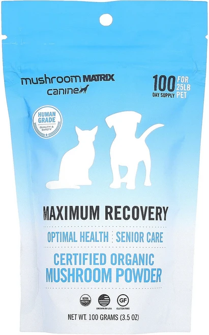 Mushroom Matrix Canine Maximum Recovery 유기농 인증 버섯 분말 25lb 반려동물용 강아지 및 고양이용 100g(3.5oz), Mushroom Matrix Canine Maxi..., 1개 - 쿠팡