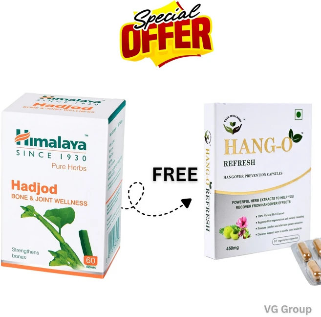 Himalaya Wellness Pure Herbs Hadjod Bone & Joint Wellness - 60 Tablet -With Free Hang-O Capsule, 2개, 60정 - 쿠팡