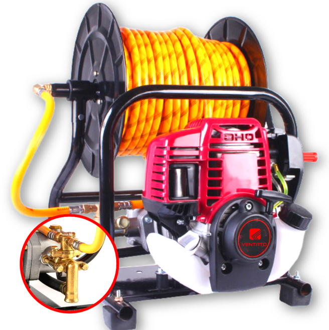 벤타토 풀 황동 펌프 4행정 동력 분무기 엔진 농약 고압 살포기 농업용 살수기 분사 물, 레드, 100m