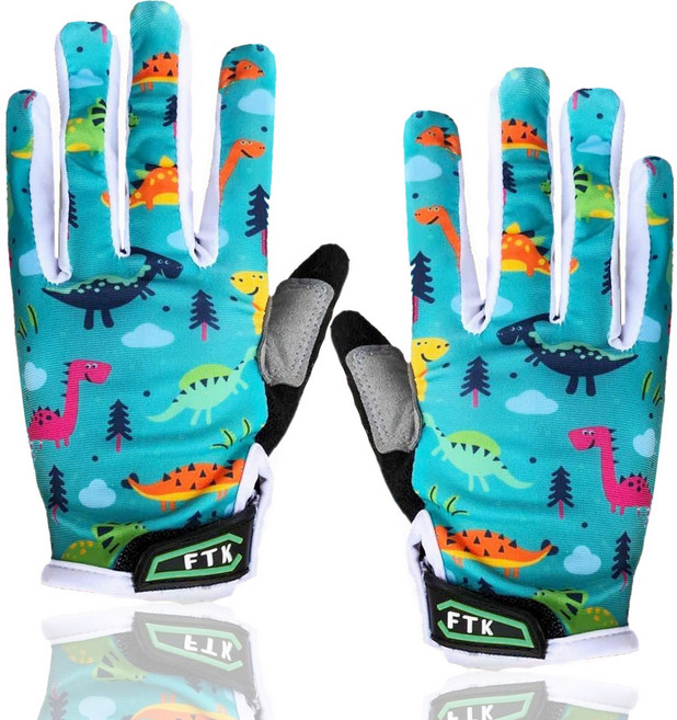 지칸디 라이딩 장갑 어린이 자전거 장갑 쿠션 패드 터치 글러브 세트, 1세트, 하늘색