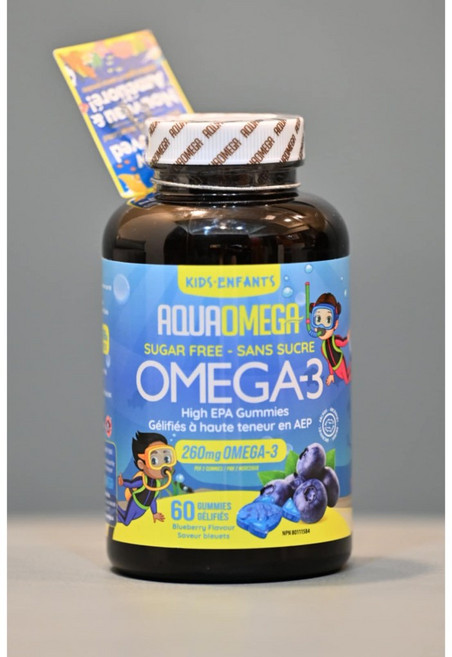 AquaOmega 兒童DHA軟糖 藍莓味 60粒 - 促進腦部發育 提升學習力, 1個