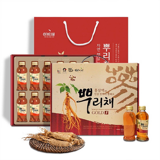 이비채 홍삼액에 인삼이 뿌리채 건강음료, 120ml, 12개