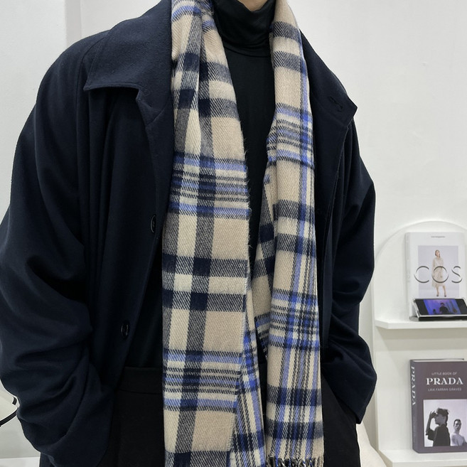 빅애플샵 남자 체크 목도리 남녀공용 커플 머플러 아크릴 겨울 국내제작 inside me