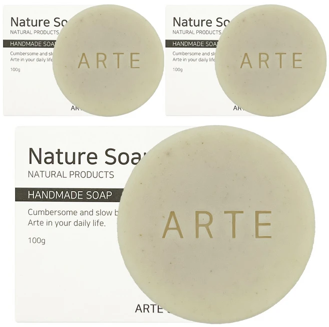 아르떼 천연 수제 쌀겨비누, 100g, 3개입, 3개 - 쿠팡