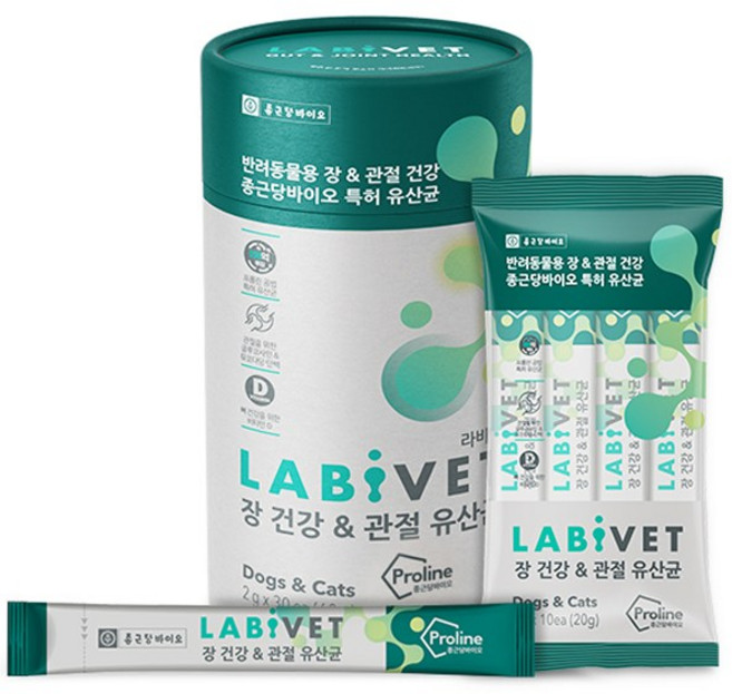종근당라비벳 반려동물 영양제, 30회분, 관절+장건강, 1개