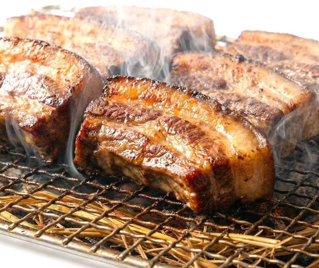 짚불 초벌 훈제 삼겹살 볏짚 구이 캠핑 바베큐용, 2개, 1kg