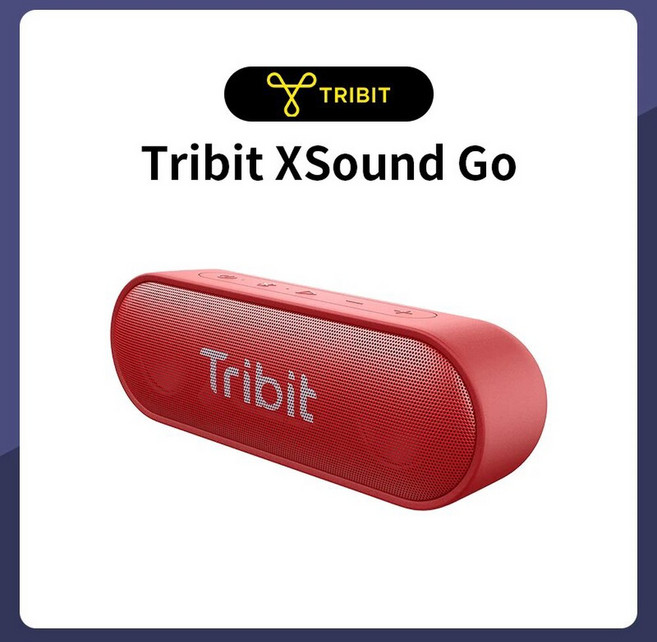 Tribit XSound Go 휴대용 블루투스 스피커 파티 캠핑 스피커용 IPX7 방수 더 나은 베이스 24 시간 재생 C타입 AUX, 3) Red, 없음