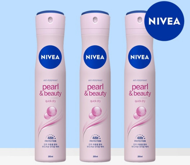 니베아 펄 앤 뷰티 데오드란트 스프레이타입, 200ml, 3개