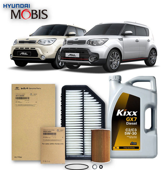 올뉴/더뉴 쏘울 PS 1.6 디젤 (13-18년식) 킥스합성유+순정필터세트 5W30, 1개