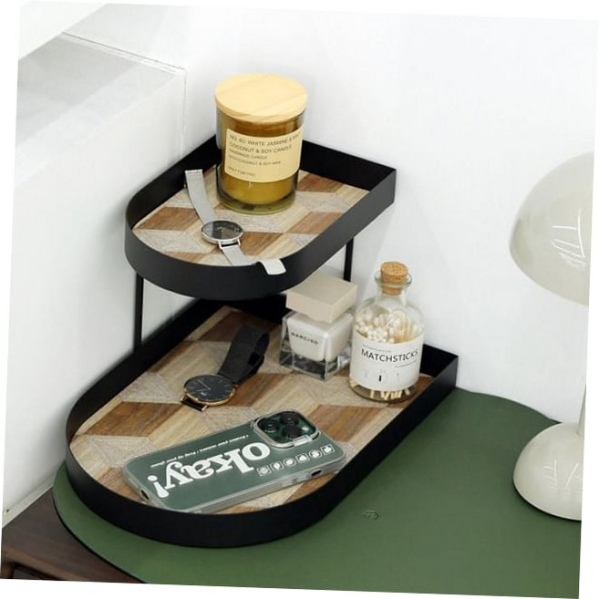 체커보드 메이크업정리함, 반타원2단_블랙