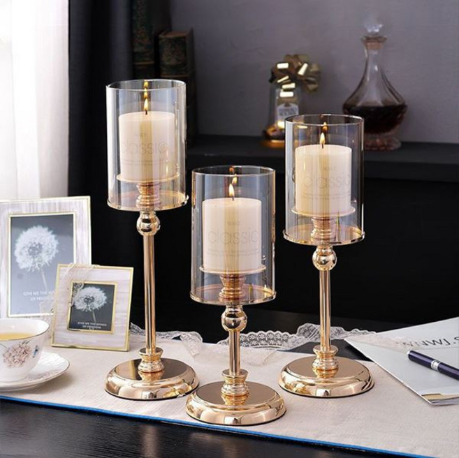 우아한 중세풍 인테리어 골드촛대 캔들용기 촛대, 로즈골드