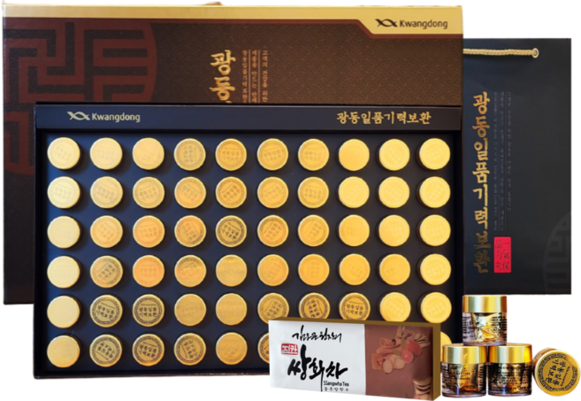 광동 침향 녹용 홍삼 기력 보환 60환 240g (2개월)+ 쇼핑백 15가지 전통원료 새해 설 명절 부모님 면력 선물세트(전통차 본품 포함) 1개, 1세트