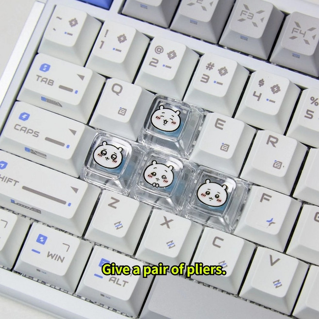 치이카 아티산 키캡 기계식 키보드용 투명 애니메이션 키캡, 4pcs-B