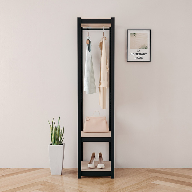 홈던트하우스 국내 제조 스피드랙 업그레이드형 홈던트하우스 무볼트 조립식 행거, 블랙