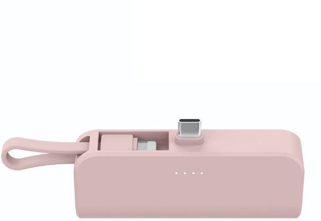 피에스글로벌 힙스터 5000mAh 도킹형 보조 배터리 C타입, MOPB-R5-CHL, 핑크