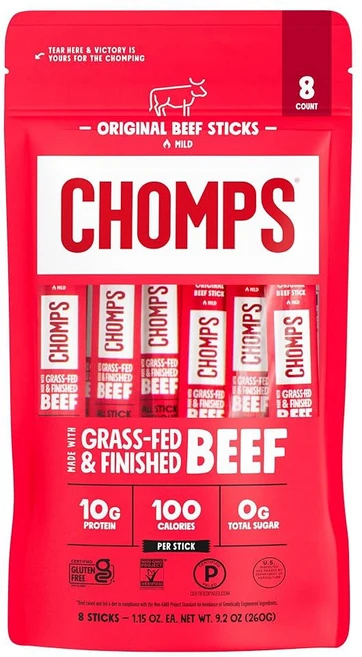 Chomps Beef Stick Pch Orignl 8Pk 9.2 oz - 쿠팡