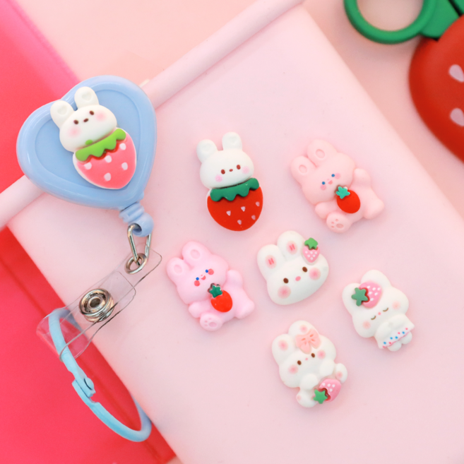 너스키니 딸기 토끼 모임 간호사 릴홀더 테이프걸이 강력집게형 간호사용품 사원증 목걸이 릴홀더 테이프걸이, 동글이파스텔(레몬), 3딸기잡아따토끼