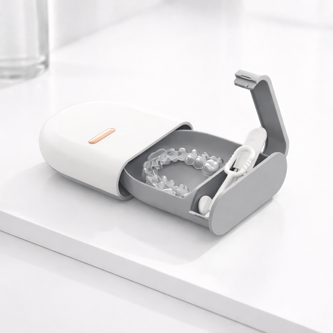 보넬티 휴대용 간편보관 교정기 케이스, 화이트, 1개