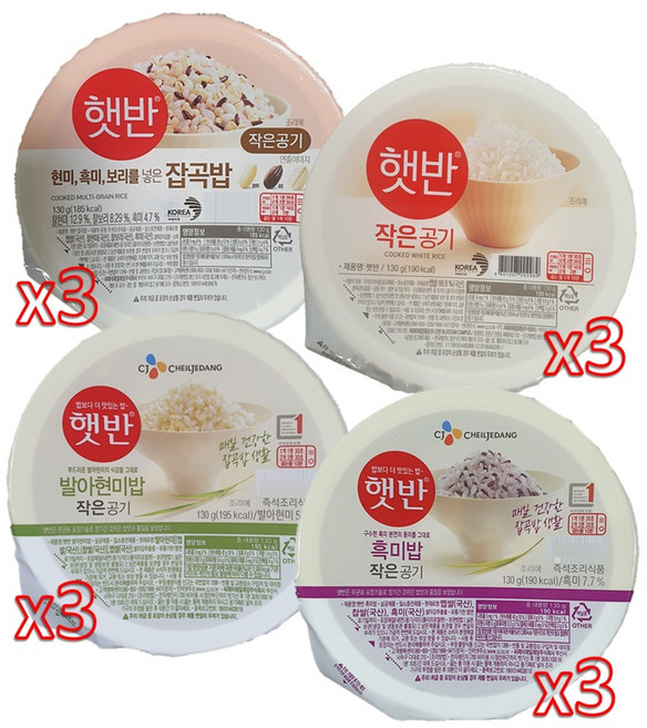 햇반 작은공기 4종 혼합, 12개, 130g