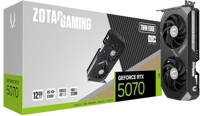 ZOTAC 게이밍 지포스 RTX 5070 AMP 화이트 에디션 DLSS 4 12GB GDDR7 192비트 28Gbps PCIE 5.0 그래픽 카드 IceStorm 2.0 냉각, Twin Edge OC