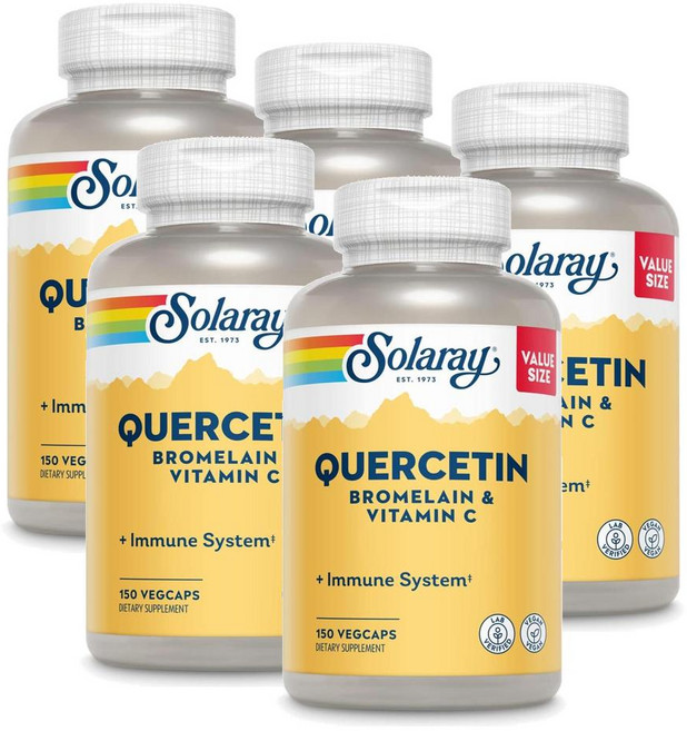 솔라레이 퀘르세틴 브로멜라인 비타민C 캡슐 Solaray Quercetin Bromelain, 5개, 150정