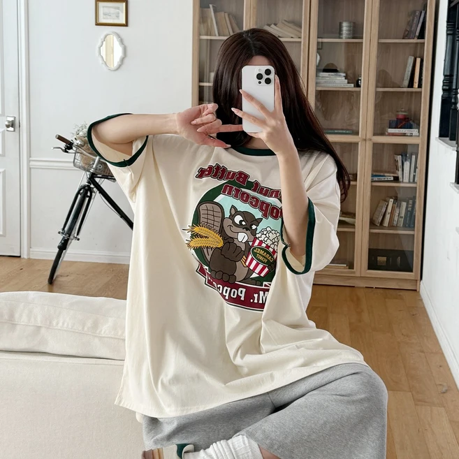 [SS올핏신상+/5XL] 하의실종/BIG Popcorn 박스티 3color - 쿠팡